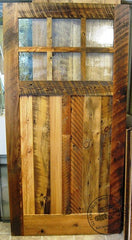 reclaimed lumber door with antique glass