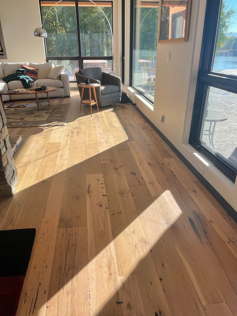 clear coat wide plank reclaimed oak hardwood floor