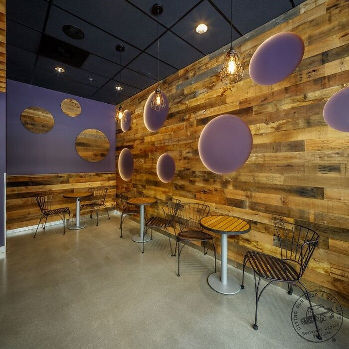 Reclaimed Oak Wall Panels in Coffee Shop