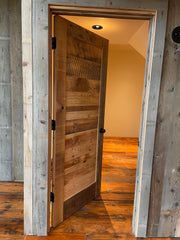 reclaimed barnwood prehung door with reclaimed jambs