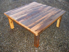 square reclaimed wood coffee table