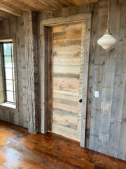 prehung swing reclaimed wood door and paneling