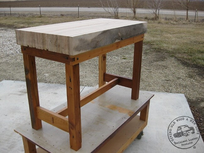 butcher block oak hall table