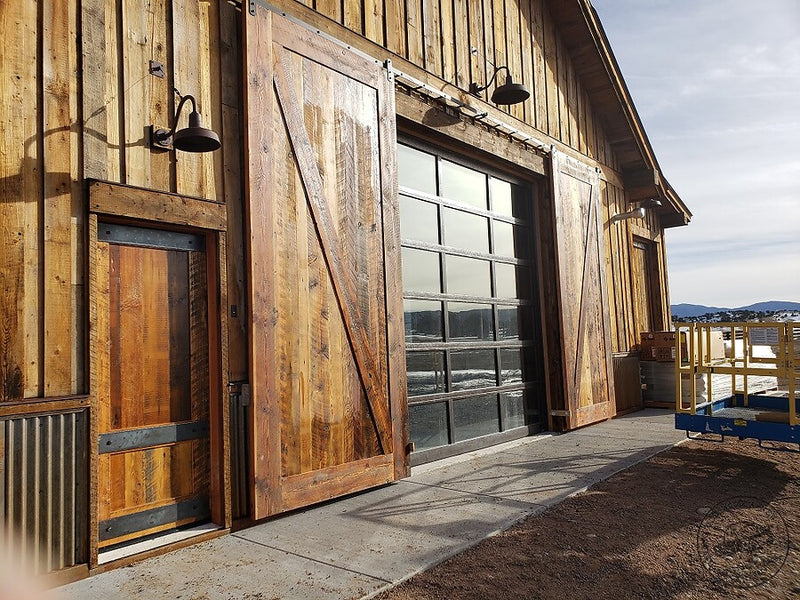 exterior garage barn doors from reclaimed lumber