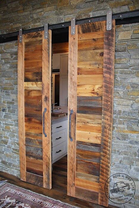 double sliding barnwood barn doors