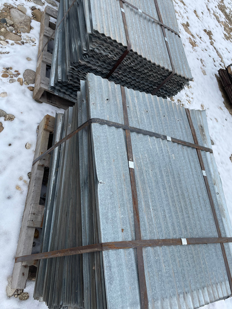 pallets of galvanized roofing panels