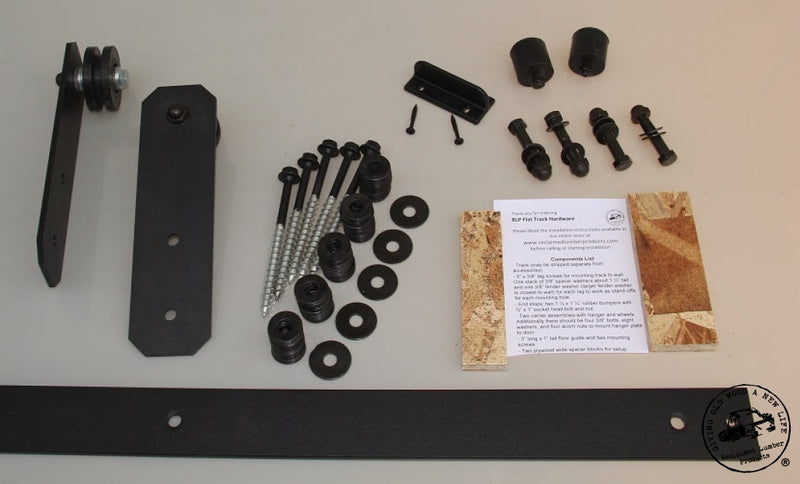 Barn Door Hardware Flat Track Black components