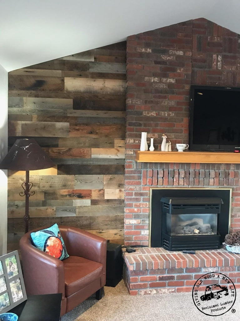 remodel feature wall reclaimed old board paneling