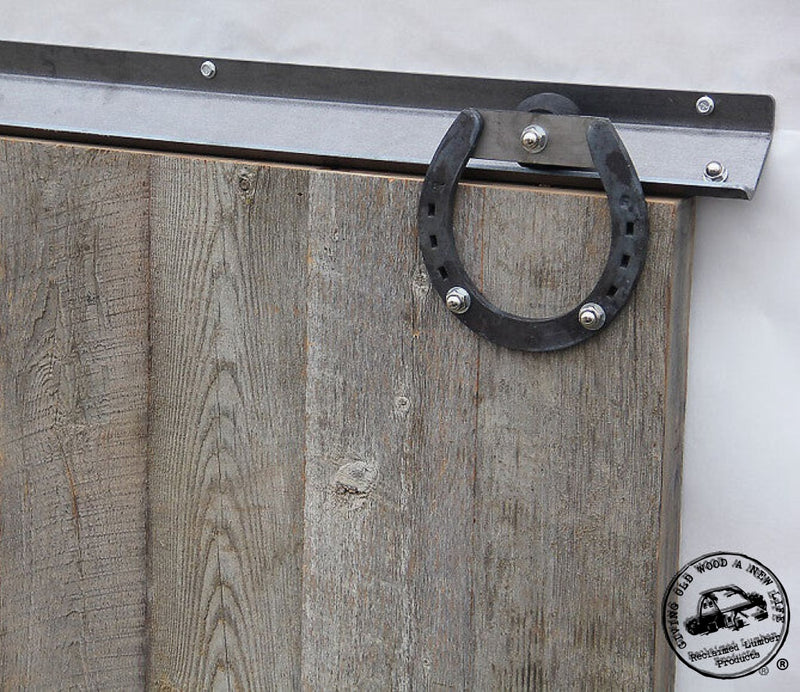 Heavy Duty industrial Barn Door Hardware with real horseshoe hanger